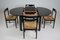 Italian Black Lacquered Dining Set, 1970s, Set of 5 10