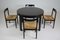 Italian Black Lacquered Dining Set, 1970s, Set of 5 1