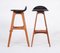 Bar Stools in Leather and Rosewood by Erik Buch for Oddense Møbelfabrik, 1960, Set of 2 2