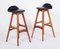 Bar Stools in Leather and Rosewood by Erik Buch for Oddense Møbelfabrik, 1960, Set of 2 1