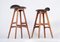 Bar Stools in Leather and Rosewood by Erik Buch for Oddense Møbelfabrik, 1960, Set of 2 3