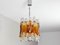 Lámpara de araña italiana Mid-Century moderna de cristal de Murano de lava transparente y ámbar de Mazzega, años 60, Imagen 1