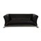 Two-Seater 322 Sofa in Black Leather by Rolf Benz 1
