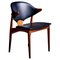 Desk Chair in Teak and Original Black Skai attributed to Arne Vodder for Vamo Sonderborg, 1960s 1