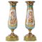 Enameled, Gilded Bronze and Porcelain Vases, Set of 2 1
