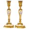 Bougeoirs Louis XV en Bronze Doré et Porcelaine, Set de 2 1