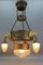 German Art Deco Metal and Frosted Glass Chandelier with Dog Heads, 1930s 6