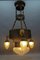 German Art Deco Metal and Frosted Glass Chandelier with Dog Heads, 1930s 20