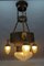 German Art Deco Metal and Frosted Glass Chandelier with Dog Heads, 1930s, Image 20