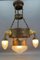 German Art Deco Metal and Frosted Glass Chandelier with Dog Heads, 1930s 3