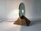 Lámpara de mesa italiana de vidrio redondo con base de madera piramidal de Gallotti E. Radice, años 70, Imagen 7