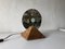 Italienische Tischlampe aus rundem Glas mit Pyramidenfuß aus Holz von Gallotti E. Radice, 1970er 2