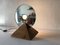 Italienische Tischlampe aus rundem Glas mit Pyramidenfuß aus Holz von Gallotti E. Radice, 1970er 1