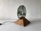 Italienische Tischlampe aus rundem Glas mit Pyramidenfuß aus Holz von Gallotti E. Radice, 1970er 4