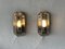 German Art Deco Style Octagonal Sconces in Chrome and Glass, 1980, Set of 2 3