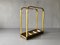 Mid-Century Modern Gold Metal Umbrella Stand with Iron Casting Base, 1950s 1