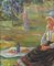 Maurice Alleroux, Ragazza al picnic, XX secolo, Olio su tela, con cornice, Immagine 4