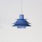 Danish Blue Hanging Lamp by Horn Lightning, 1970s 1