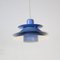 Danish Blue Hanging Lamp by Horn Lightning, 1970s 4