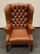 Vintage Chesterfield Ohrensessel aus Braunem Leder 12