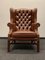 Vintage Chesterfield Wing Chair in Brown Leather, Image 1