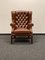 Vintage Chesterfield Wing Chair in Brown Leather, Image 4