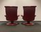 Large Lounge Chair in Red Leather with Ekornes Stressless Blues Recliner, Set of 2 11