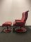 Large Lounge Chair in Red Leather with Ekornes Stressless Blues Recliner, Set of 2, Image 8