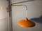 Teleskopische Wandlampe Years aus Messing mit orangefarbenem Lampenschirm, 1950er 1