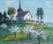 François Gos, Paysage de printemps avec une chapelle, Huile sur Toile, Encadré 2