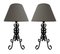 Mid-Century Table Lamps in Black Metal, Set of 2, Image 1