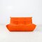 Orangefarbenes Zwei-Sitzer Togo Sofa von Michel Ducaroy für Ligne Roset 2