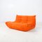 Orangefarbenes Zwei-Sitzer Togo Sofa von Michel Ducaroy für Ligne Roset 1