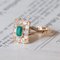 Vintage 18k Gold Daisy Ring with Emerald and Diamonds, 1970s, Image 3