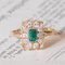 Vintage 18k Gold Daisy Ring with Emerald and Diamonds, 1970s 1