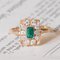 Vintage 18k Gold Daisy Ring with Emerald and Diamonds, 1970s, Image 1