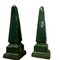 Vintage Green Glazed Ceramic Obelisks, Set of 2 1