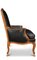 Französischer Louis XV Bergere Sessel aus schwarzem Leder mit Messingbeschlägen 4