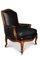 Louis XV French Black Leather Bergere Armchair with Brass Stud Detailing 3