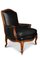 Louis XV French Black Leather Bergere Armchair with Brass Stud Detailing, Image 3