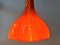 Flower Shaped Orange Glass Pendant Lamp by Peill & Putzler, Germany, 1970s 6