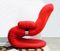 Italian Red Armchair with Chromed Details, 1970s 3