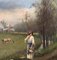 Edouard Duparc, Femme au panier de fleurs sauvages, Oil on Canvas, Framed 4