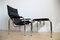 Leather Armchair with Footstool from Strässle, 1980s, Set of 2, Image 1