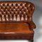 Antique English Edwardian Leather Button Back 2-Seater Sofa, 1890s, Image 8