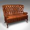 Antique English Edwardian Leather Button Back 2-Seater Sofa, 1890s 2