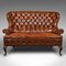 Antikes englisches edwardianisches 2-Sitzer Ledersofa mit Knopfleiste, 1890er 1