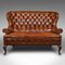 Antique English Edwardian Leather Button Back 2-Seater Sofa, 1890s 1