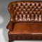 Antique English Edwardian Leather Button Back 2-Seater Sofa, 1890s, Image 7