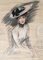 Edgar Chahine, Jeune élégante au chapeau, 1900, Gessetto e pastello su carta, Con cornice, Immagine 2